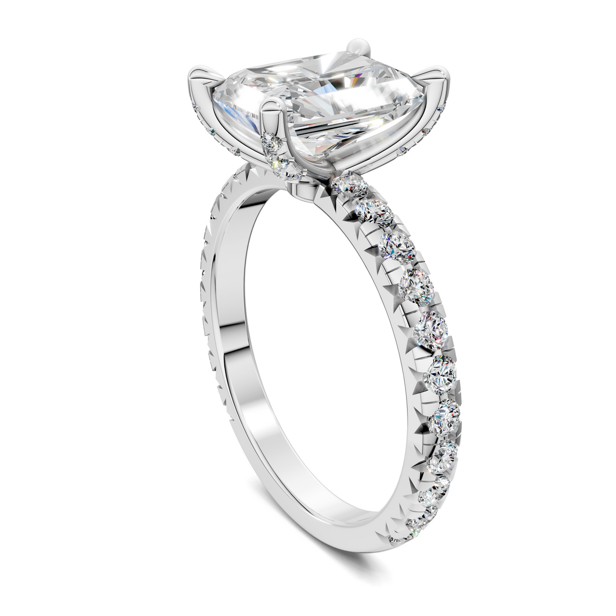 Anna Pavé Prong Solitaire Engagement Ring