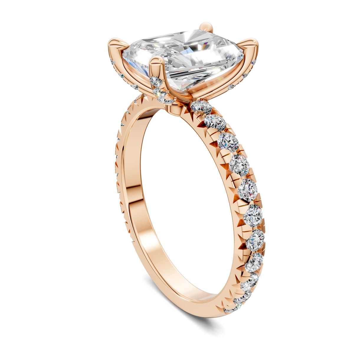 Anna Pavé Prong Solitaire Engagement Ring