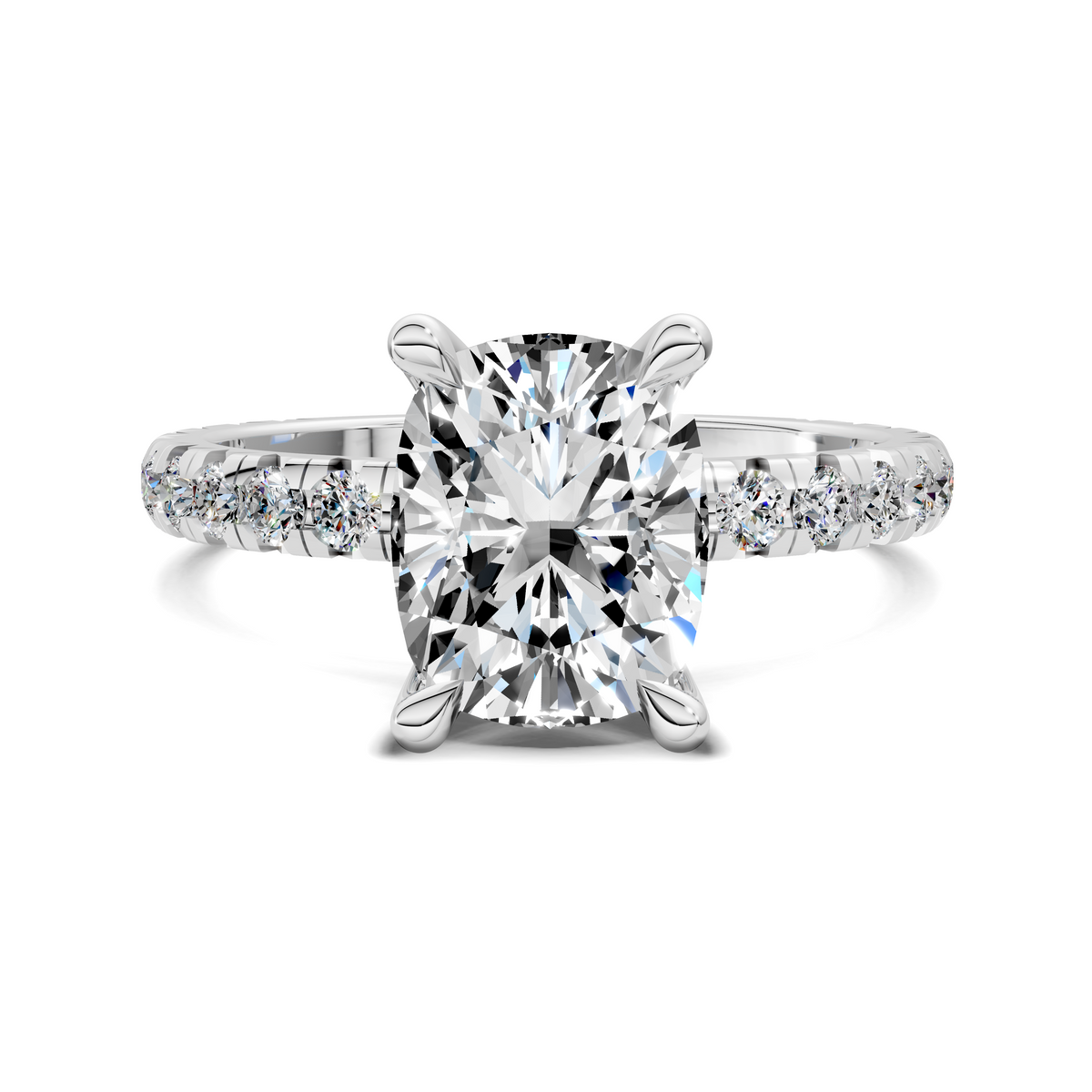 Anna Pavé Prong Solitaire Engagement Ring