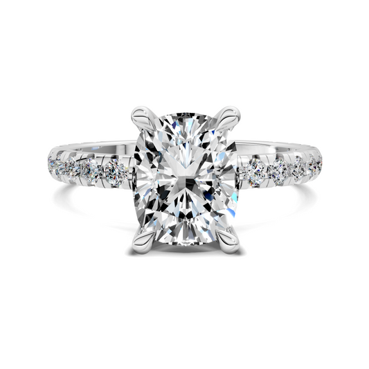 Anna Pavé Prong Solitaire Engagement Ring