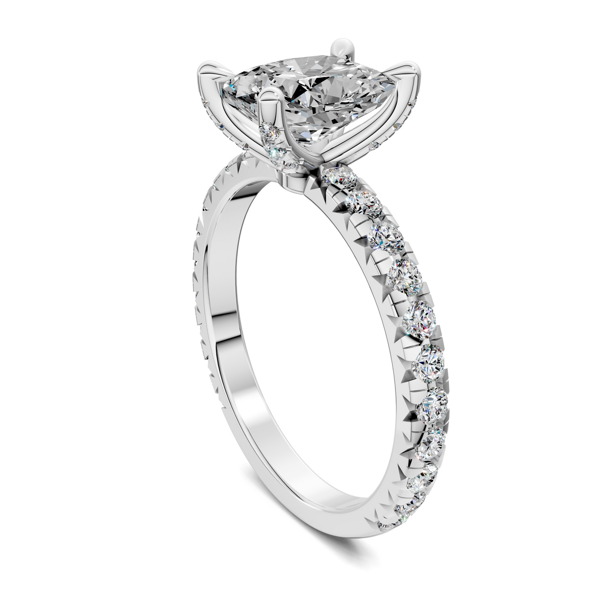Anna Pavé Prong Solitaire Engagement Ring