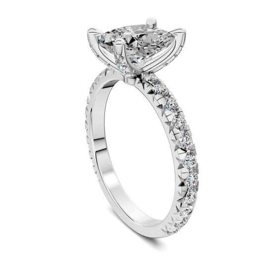 Anna Pavé Prong Solitaire Engagement Ring