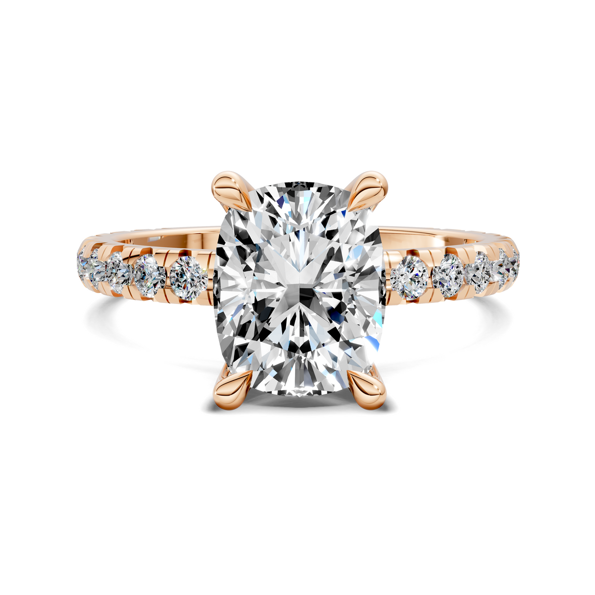Anna Pavé Prong Solitaire Engagement Ring