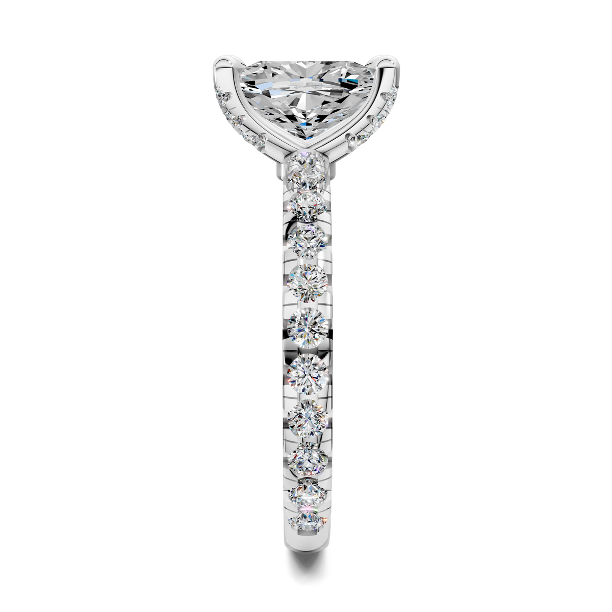 Anna Pavé Prong Solitaire Engagement Ring