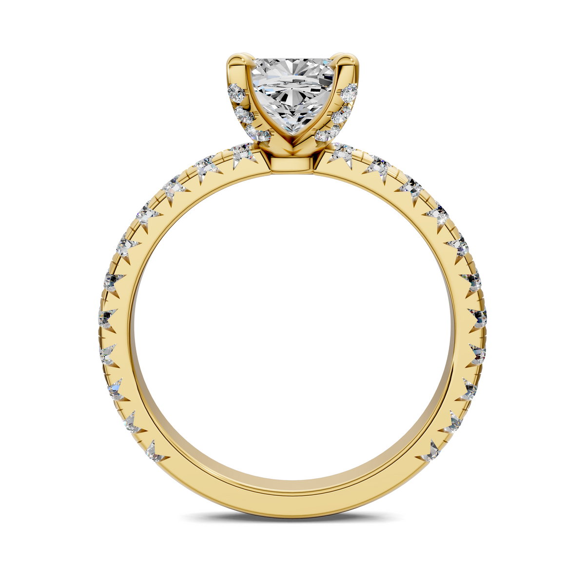 Anna Pavé Prong Solitaire Engagement Ring