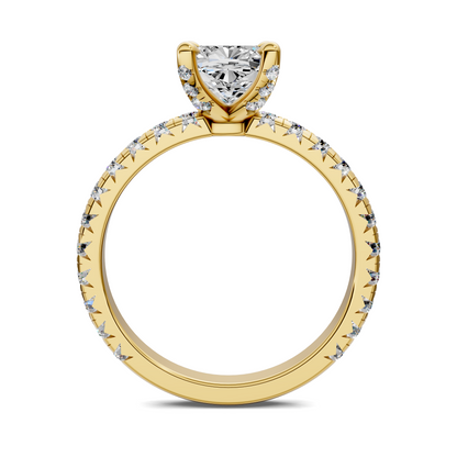 Anna Pavé Prong Solitaire Engagement Ring