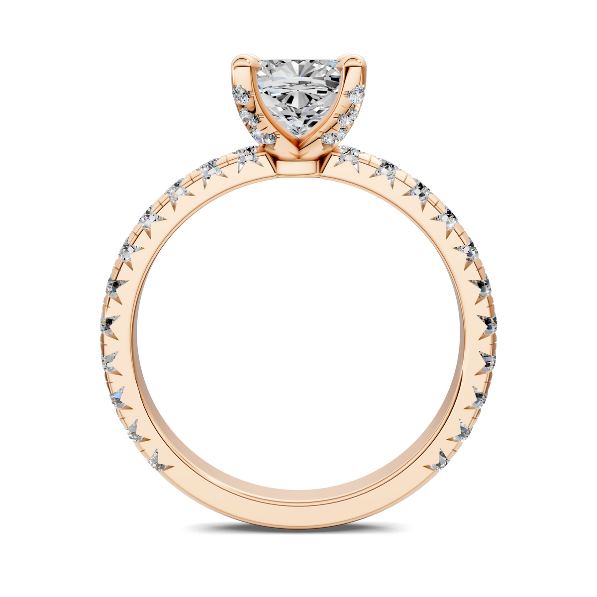 Anna Pavé Prong Solitaire Engagement Ring