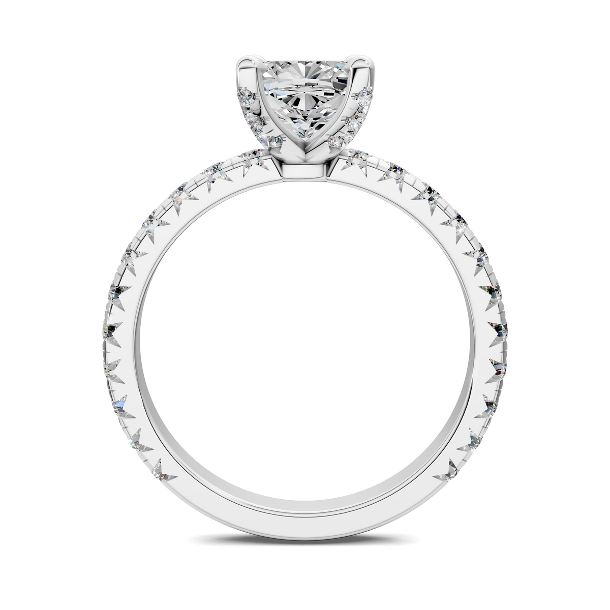 Anna Pavé Prong Solitaire Engagement Ring