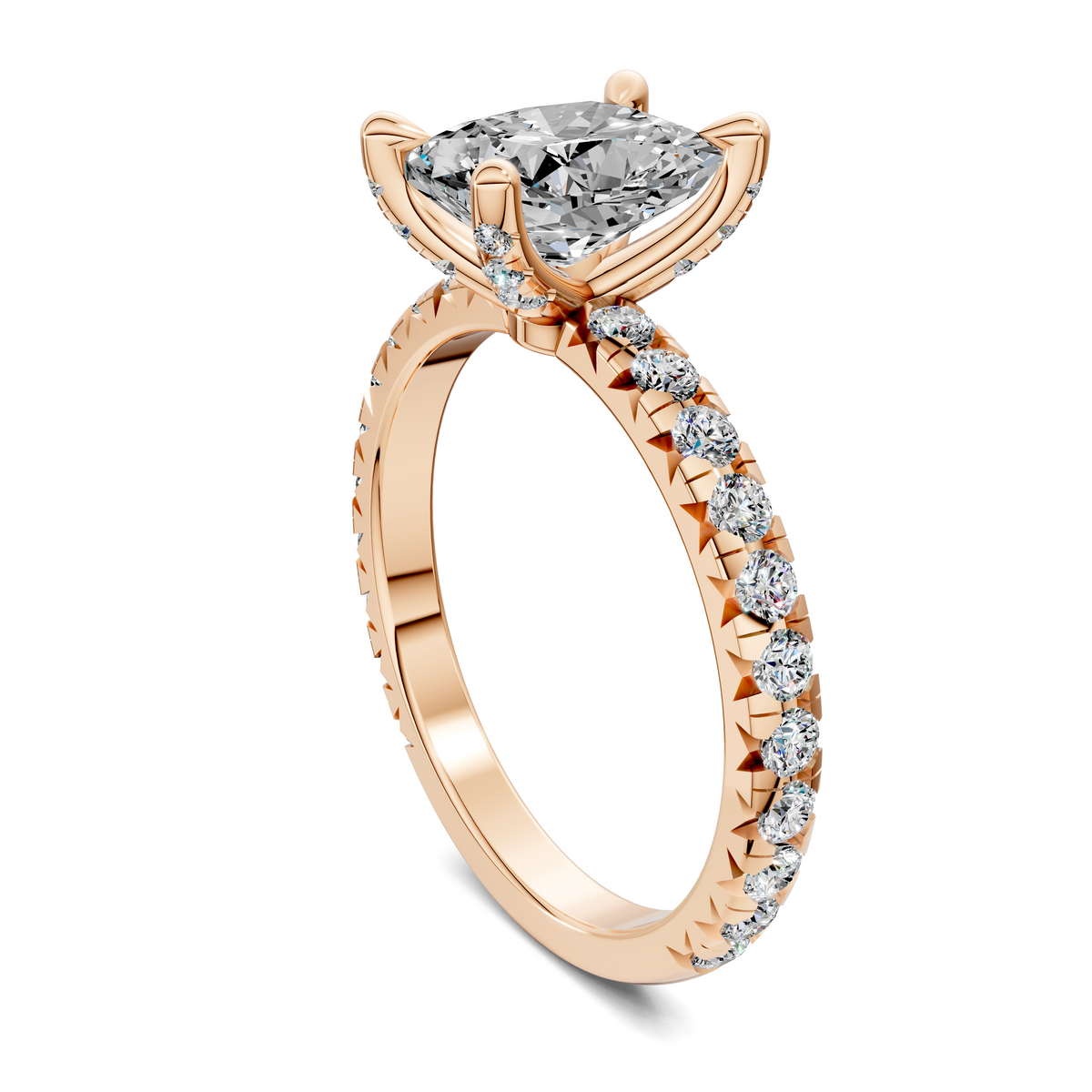 Anna Pavé Prong Solitaire Engagement Ring