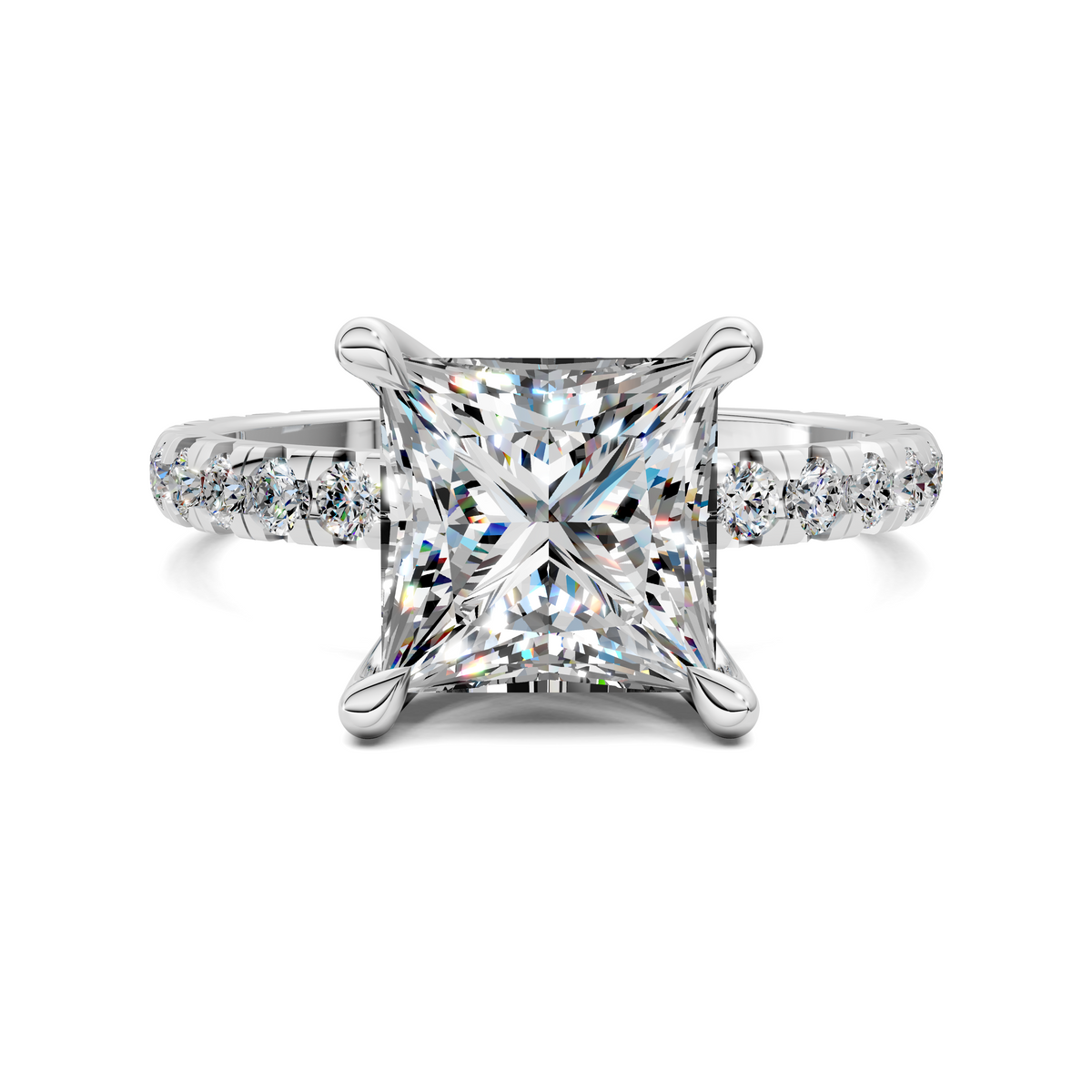 Anna Pavé Prong Solitaire Engagement Ring