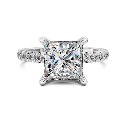 Anna Pavé Prong Solitaire Engagement Ring