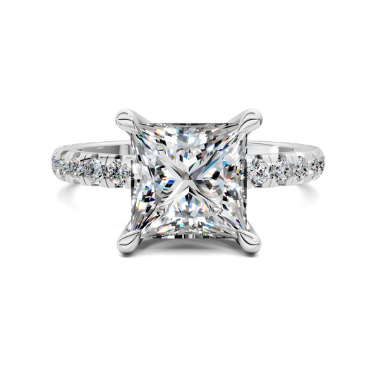 Anna Pavé Prong Solitaire Engagement Ring