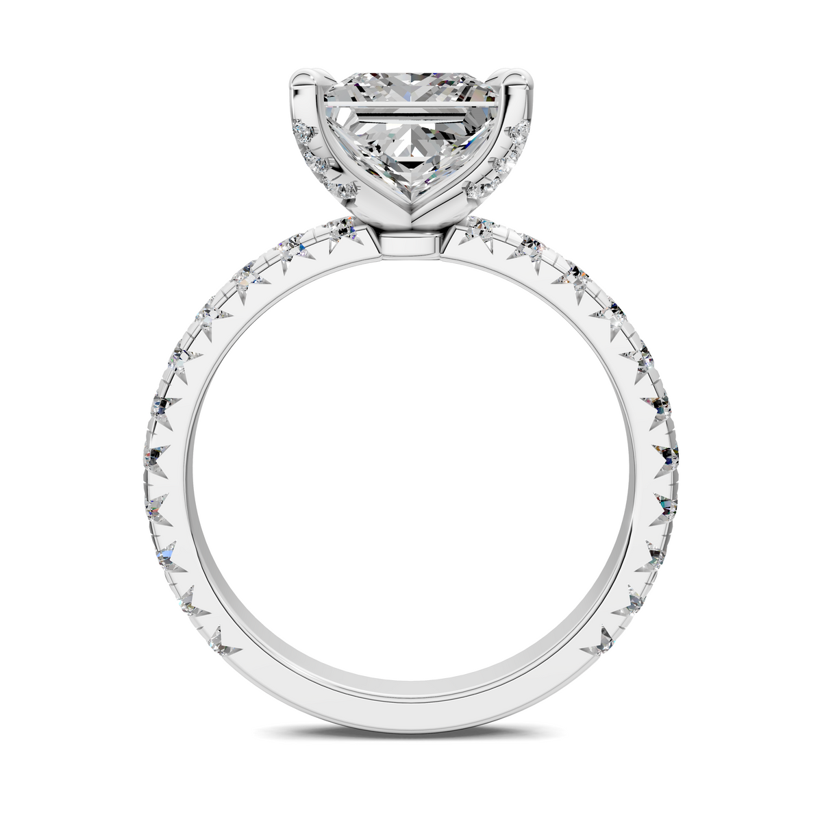 Anna Pavé Prong Solitaire Engagement Ring