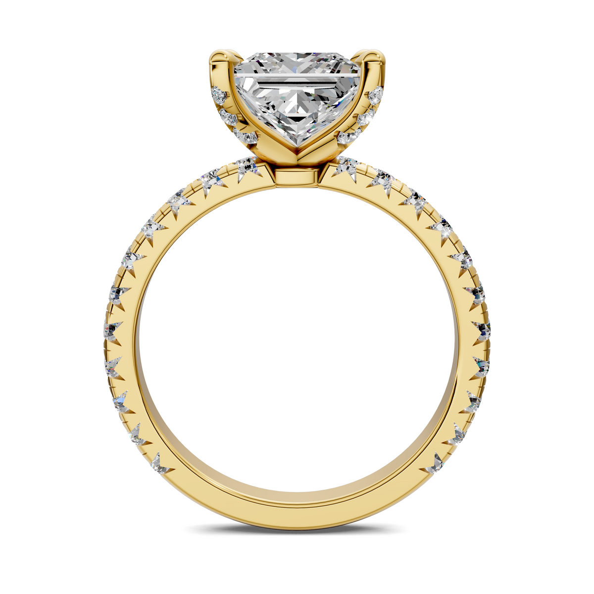 Anna Pavé Prong Solitaire Engagement Ring