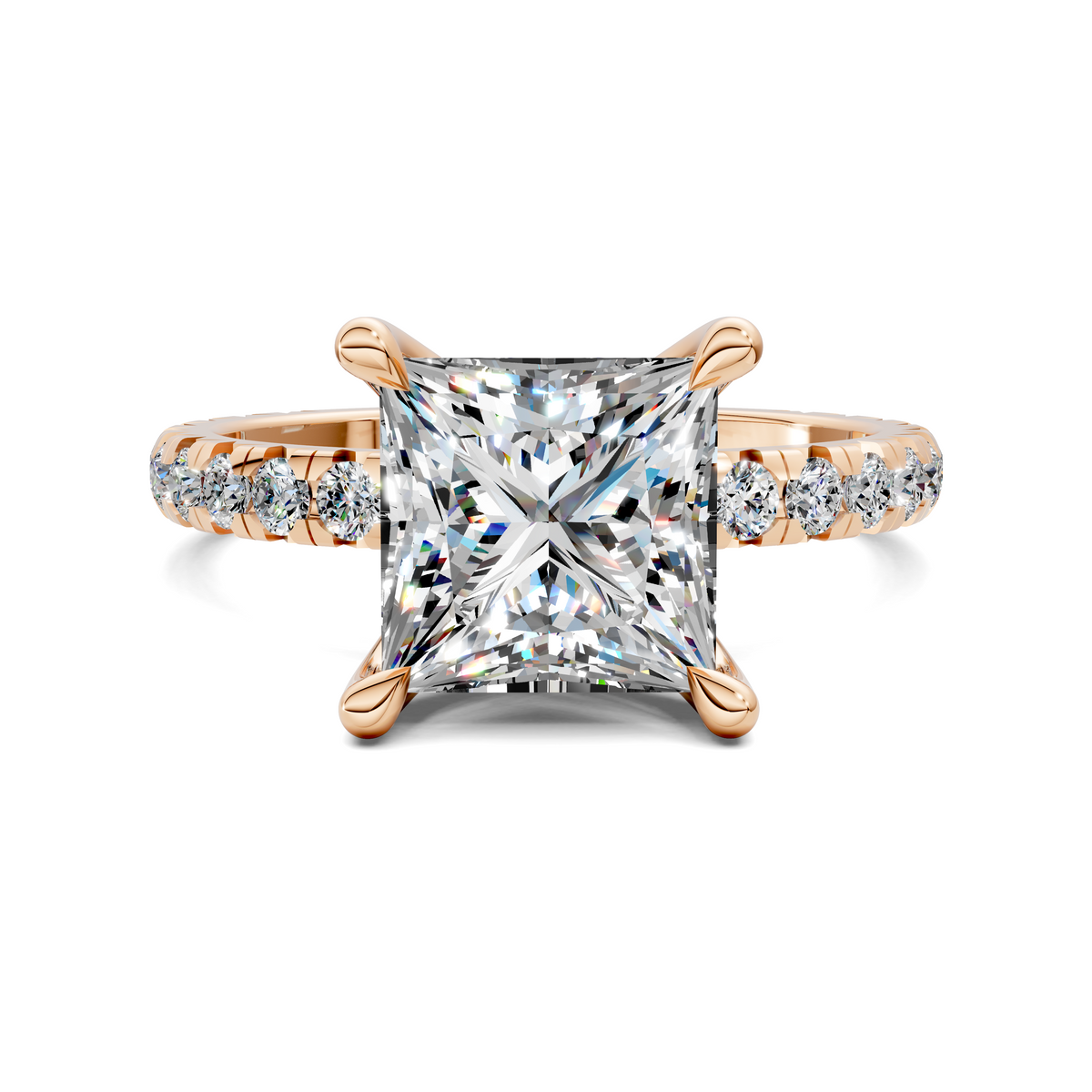 Anna Pavé Prong Solitaire Engagement Ring