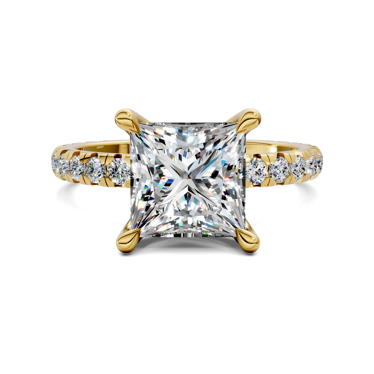 Anna Pavé Prong Solitaire Engagement Ring