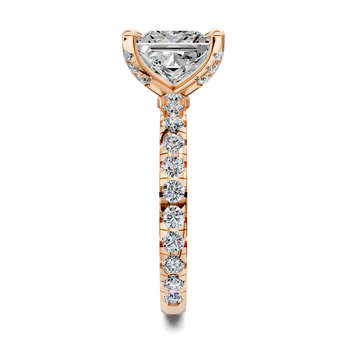 Anna Pavé Prong Solitaire Engagement Ring