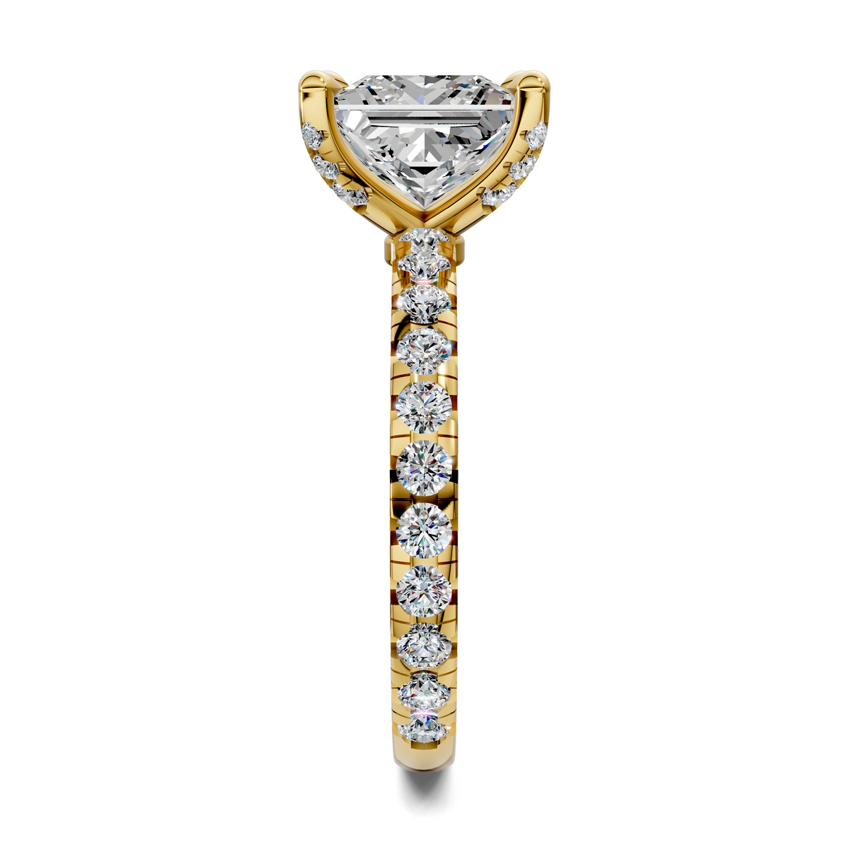 Anna Pavé Prong Solitaire Engagement Ring