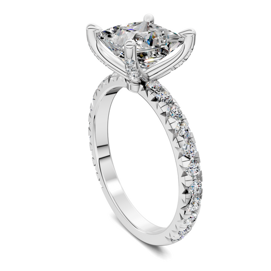 Anna Pavé Prong Solitaire Engagement Ring