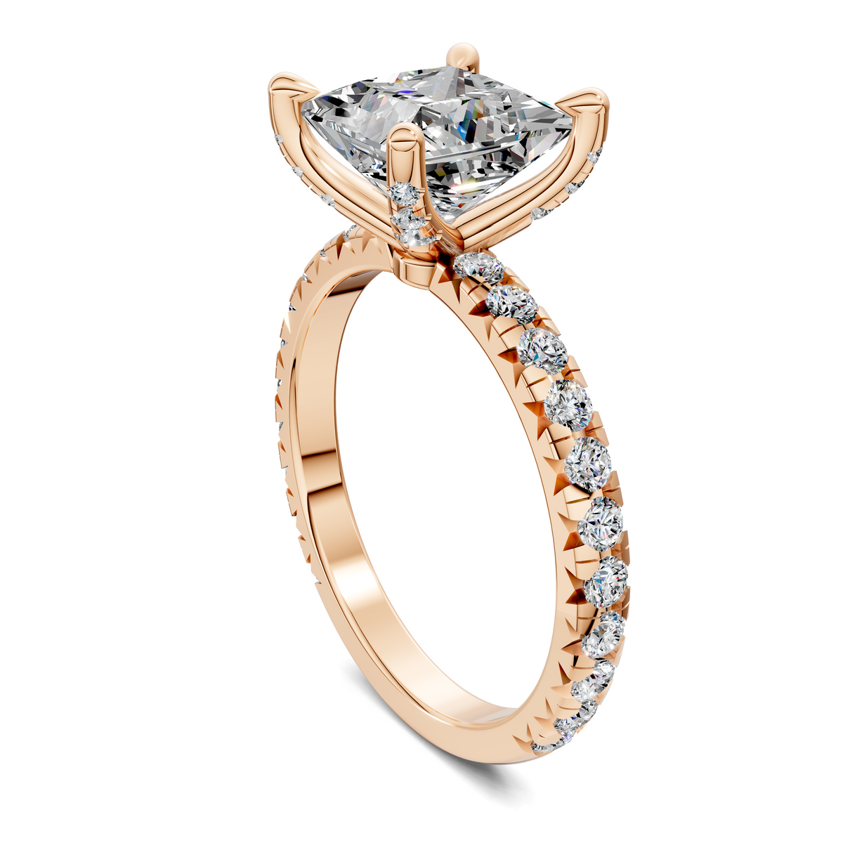 Anna Pavé Prong Solitaire Engagement Ring