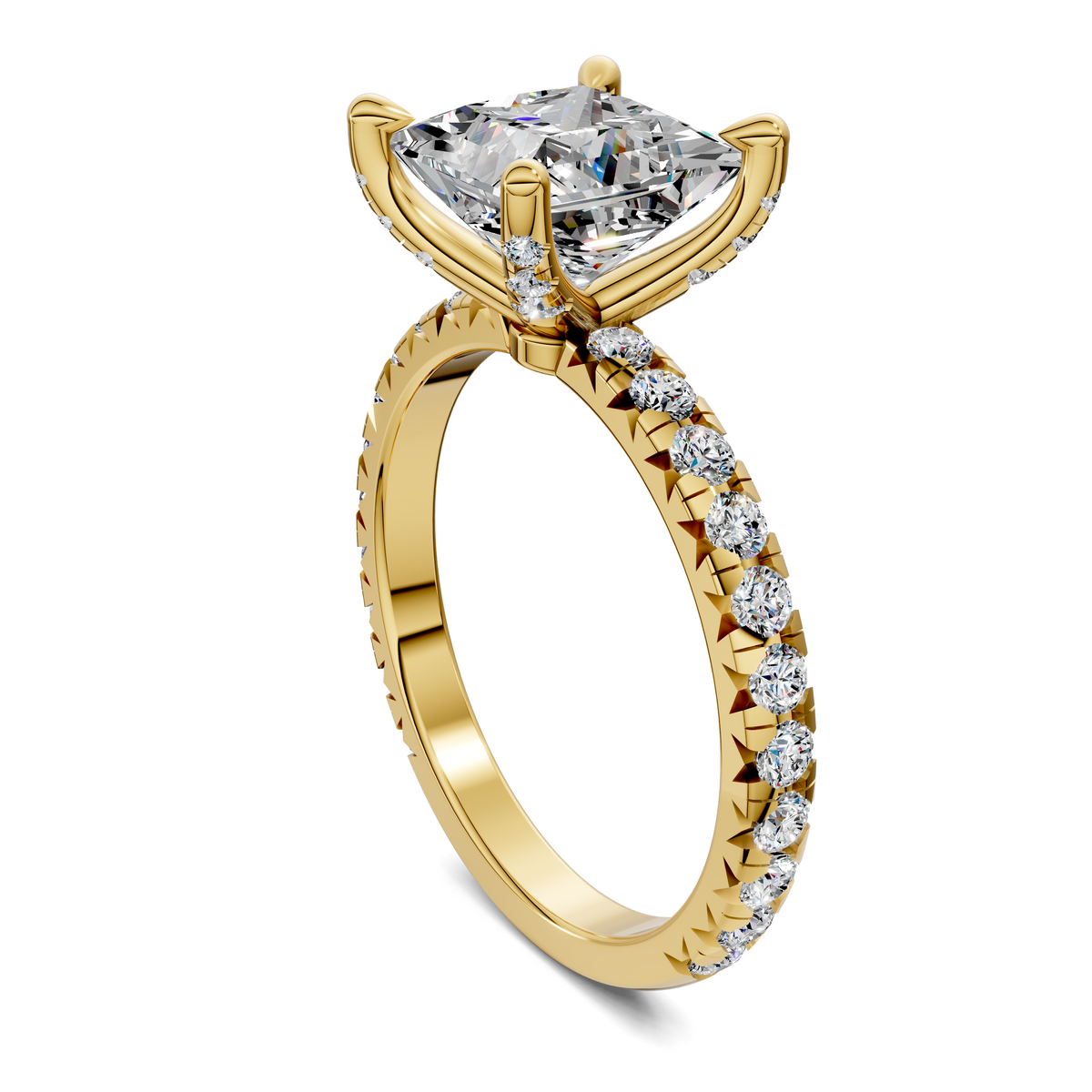 Anna Pavé Prong Solitaire Engagement Ring