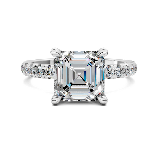 Anna Pavé Prong Solitaire Engagement Ring