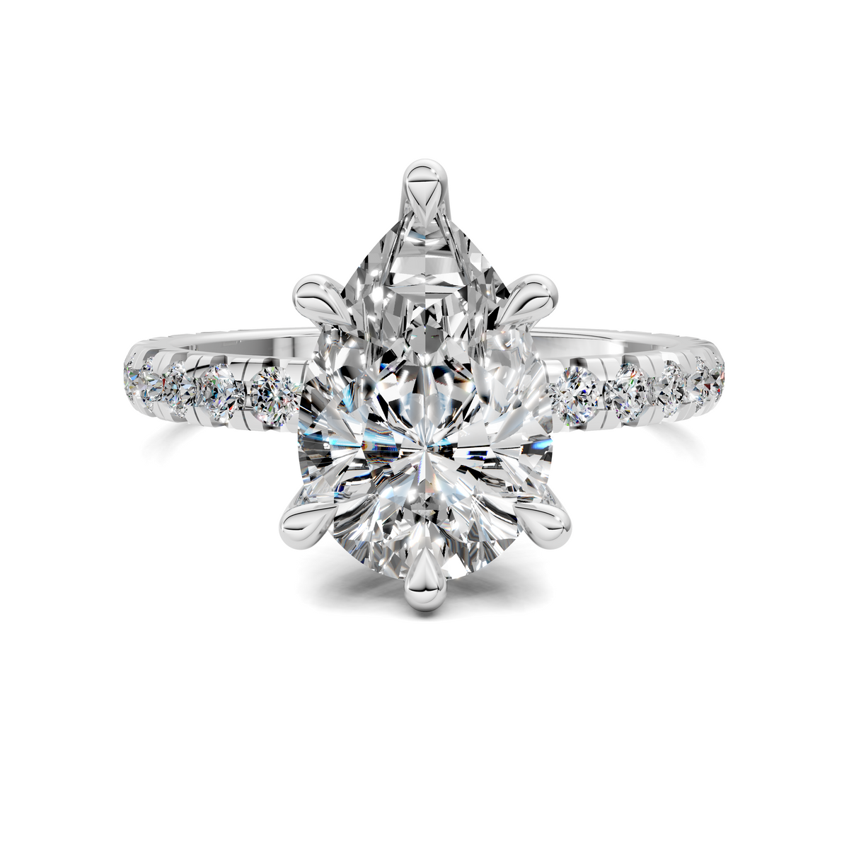 Anna Pavé Prong Solitaire Engagement Ring