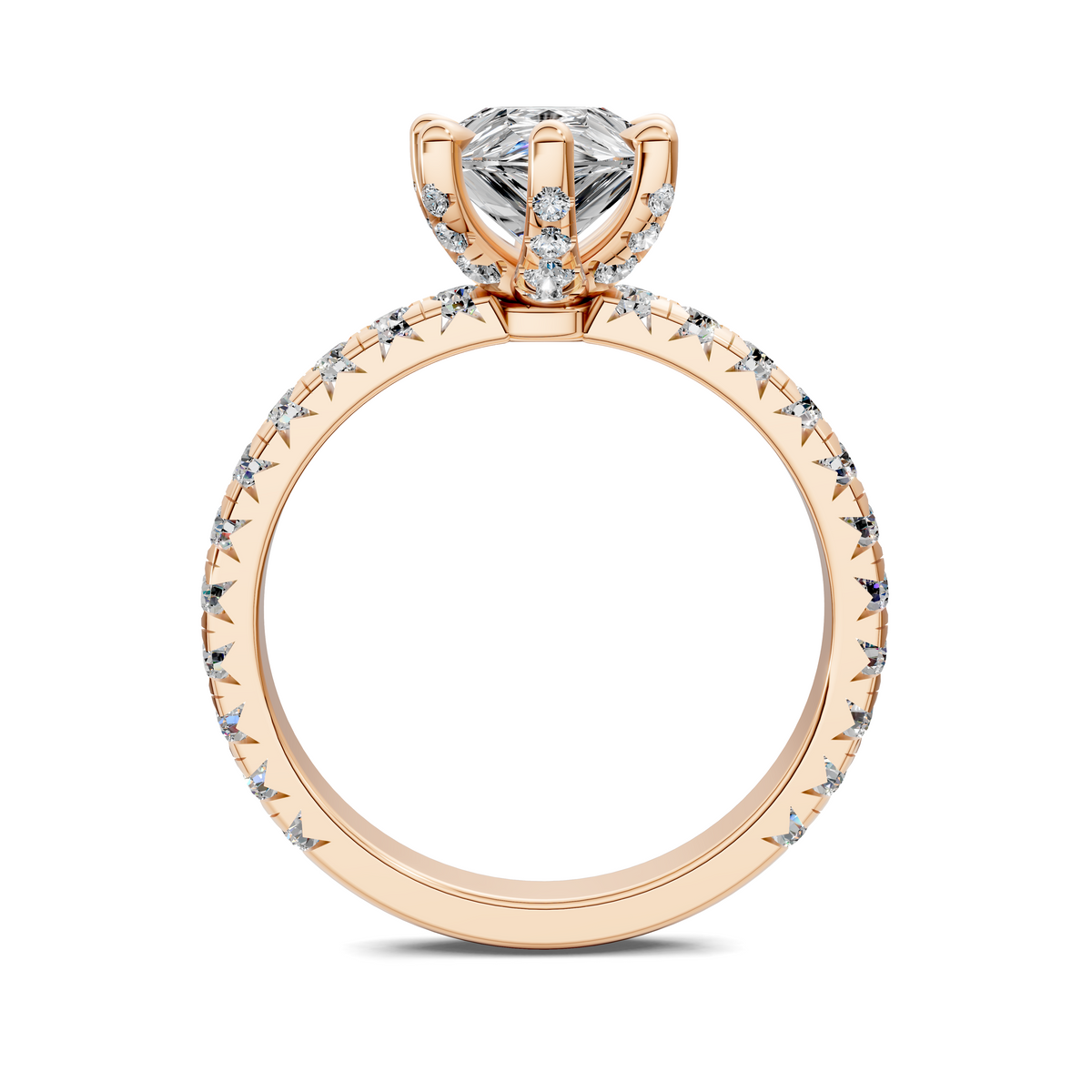 Anna Pavé Prong Solitaire Engagement Ring