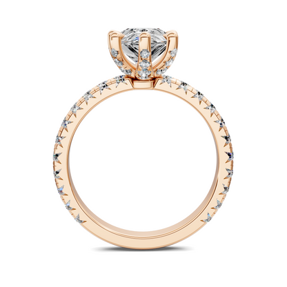 Anna Pavé Prong Solitaire Engagement Ring