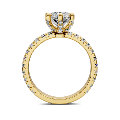 Anna Pavé Prong Solitaire Engagement Ring