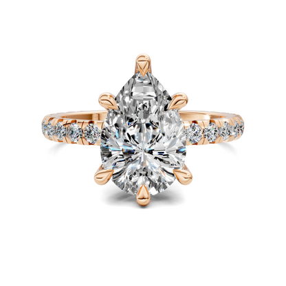Anna Pavé Prong Solitaire Engagement Ring