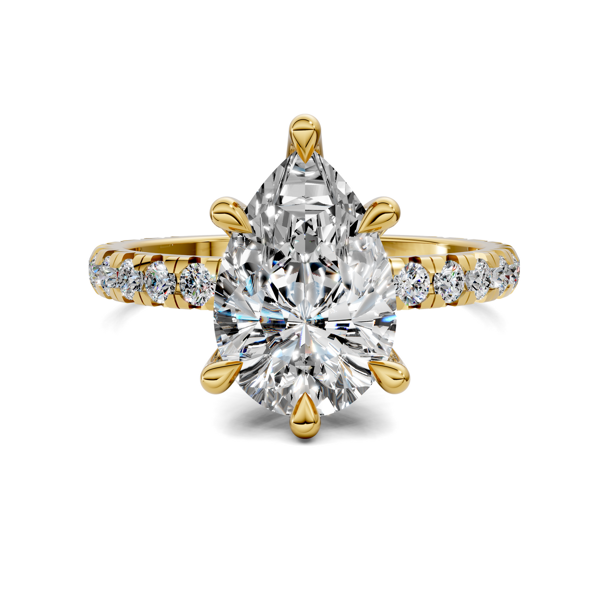 Anna Pavé Prong Solitaire Engagement Ring