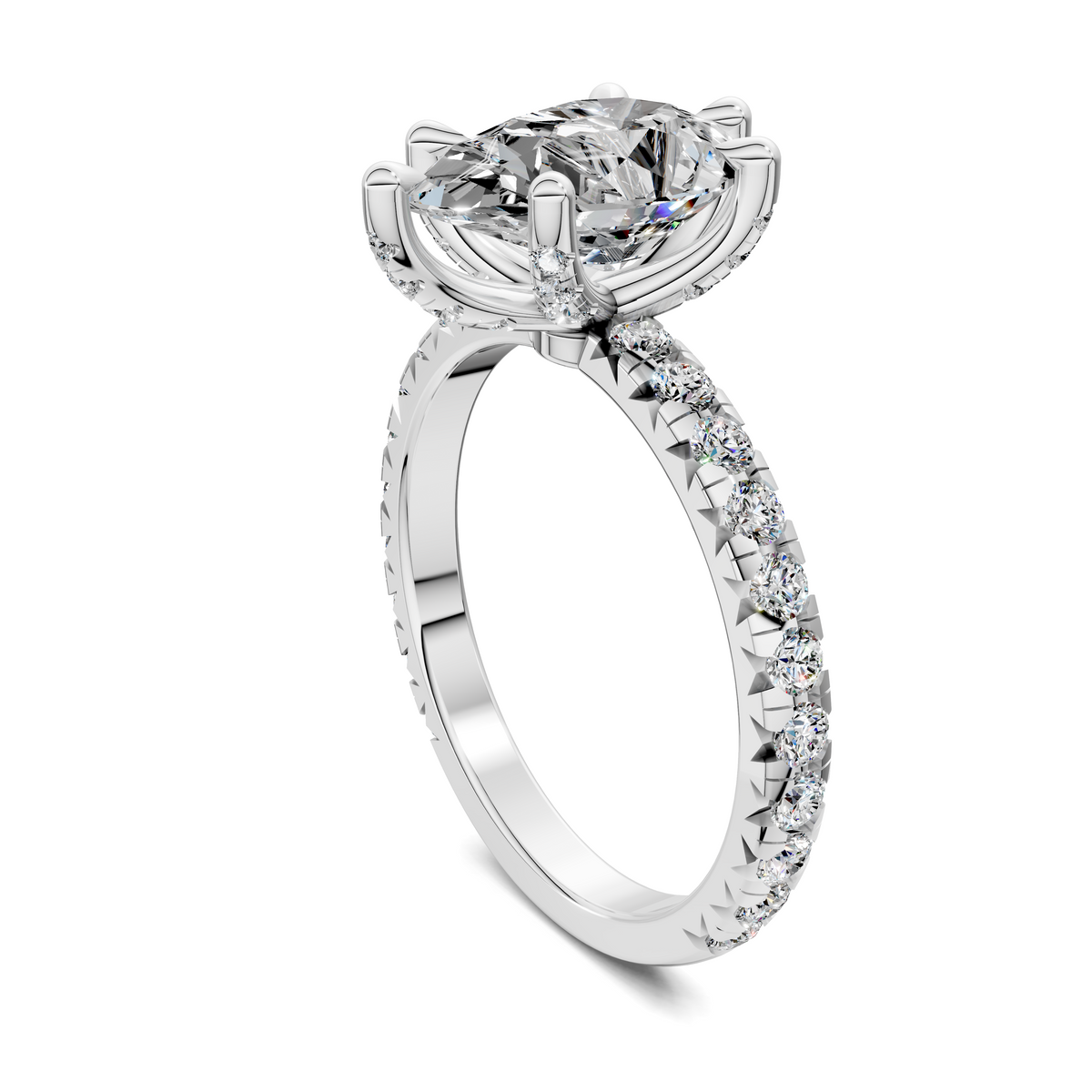 Anna Pavé Prong Solitaire Engagement Ring