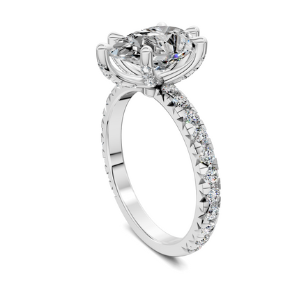 Anna Pavé Prong Solitaire Engagement Ring