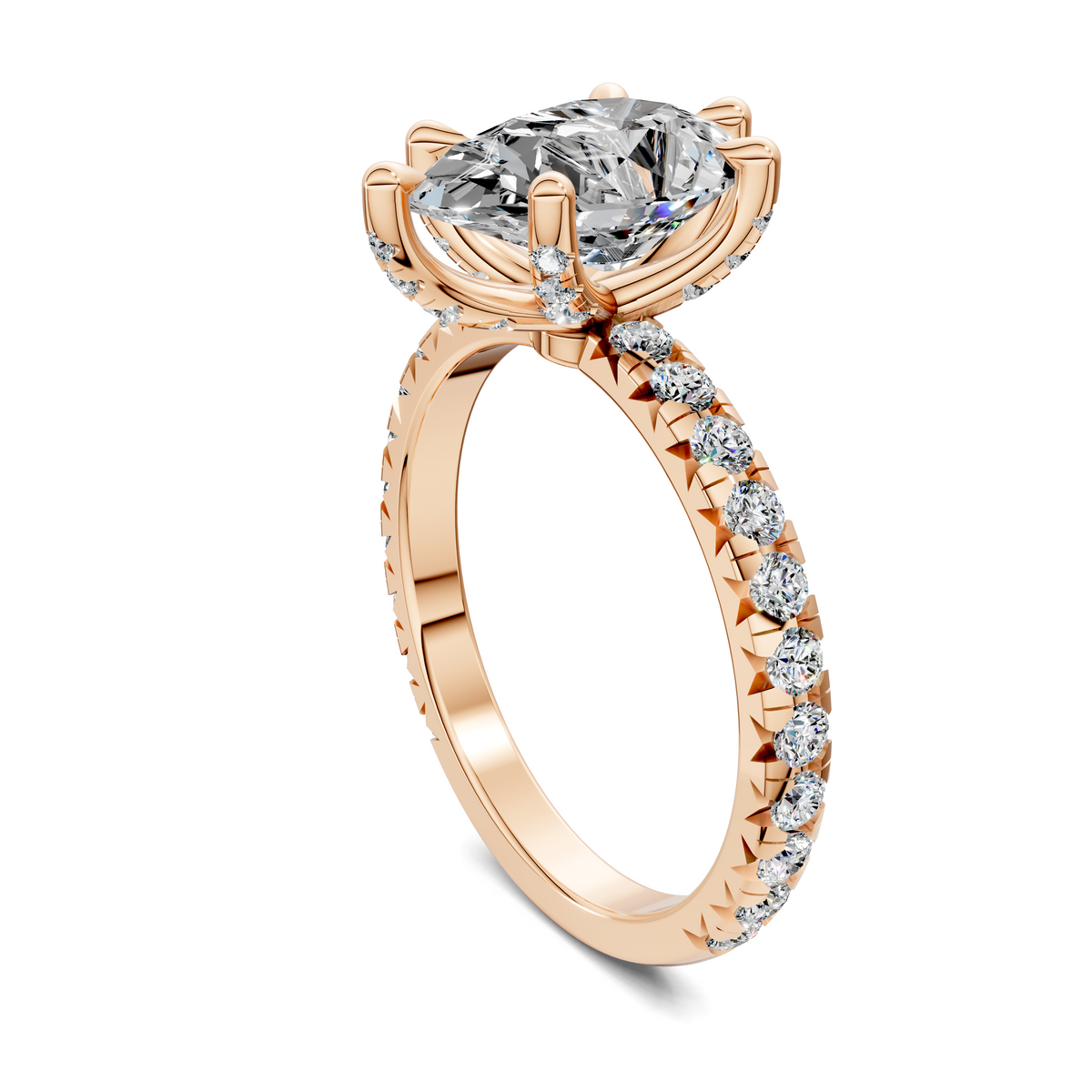Anna Pavé Prong Solitaire Engagement Ring
