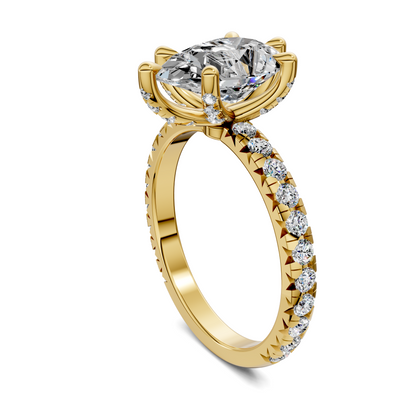 Anna Pavé Prong Solitaire Engagement Ring