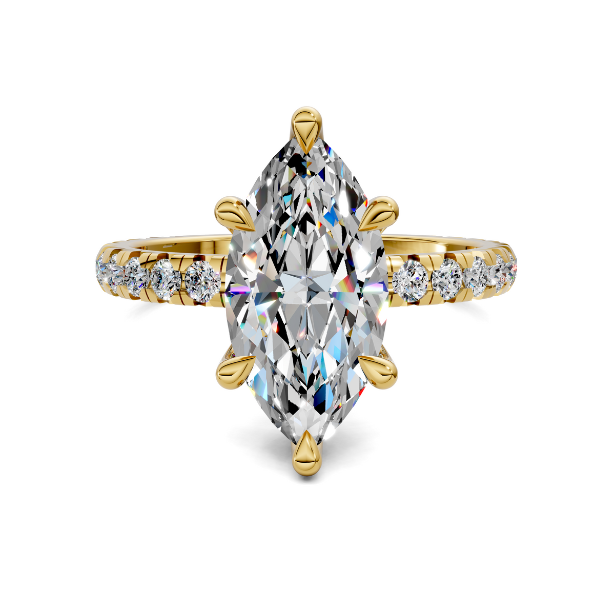 Anna Pavé Prong Solitaire Engagement Ring