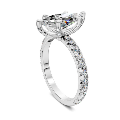 Anna Pavé Prong Solitaire Engagement Ring