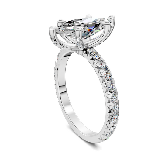Anna Pavé Prong Solitaire Engagement Ring