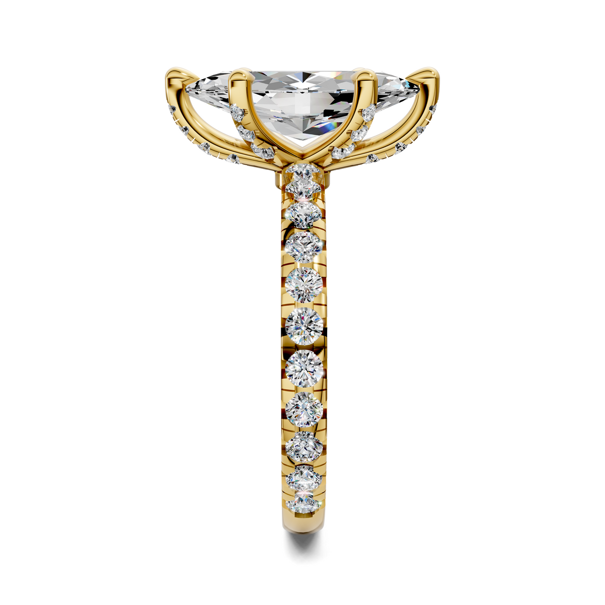 Anna Pavé Prong Solitaire Engagement Ring
