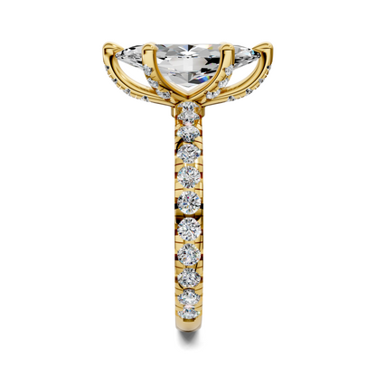 Anna Pavé Prong Solitaire Engagement Ring