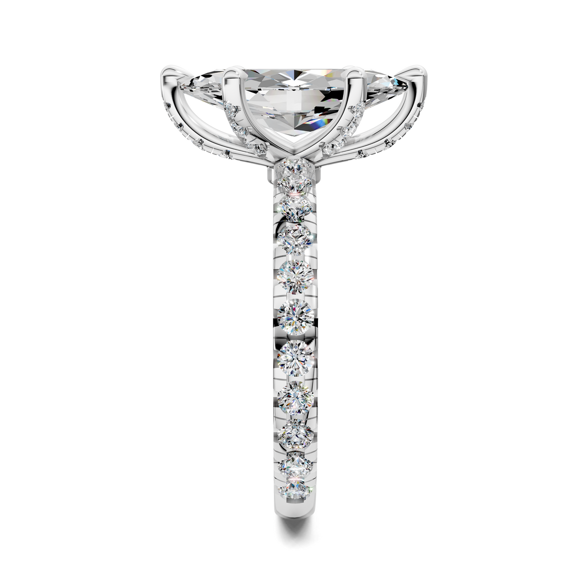 Anna Pavé Prong Solitaire Engagement Ring