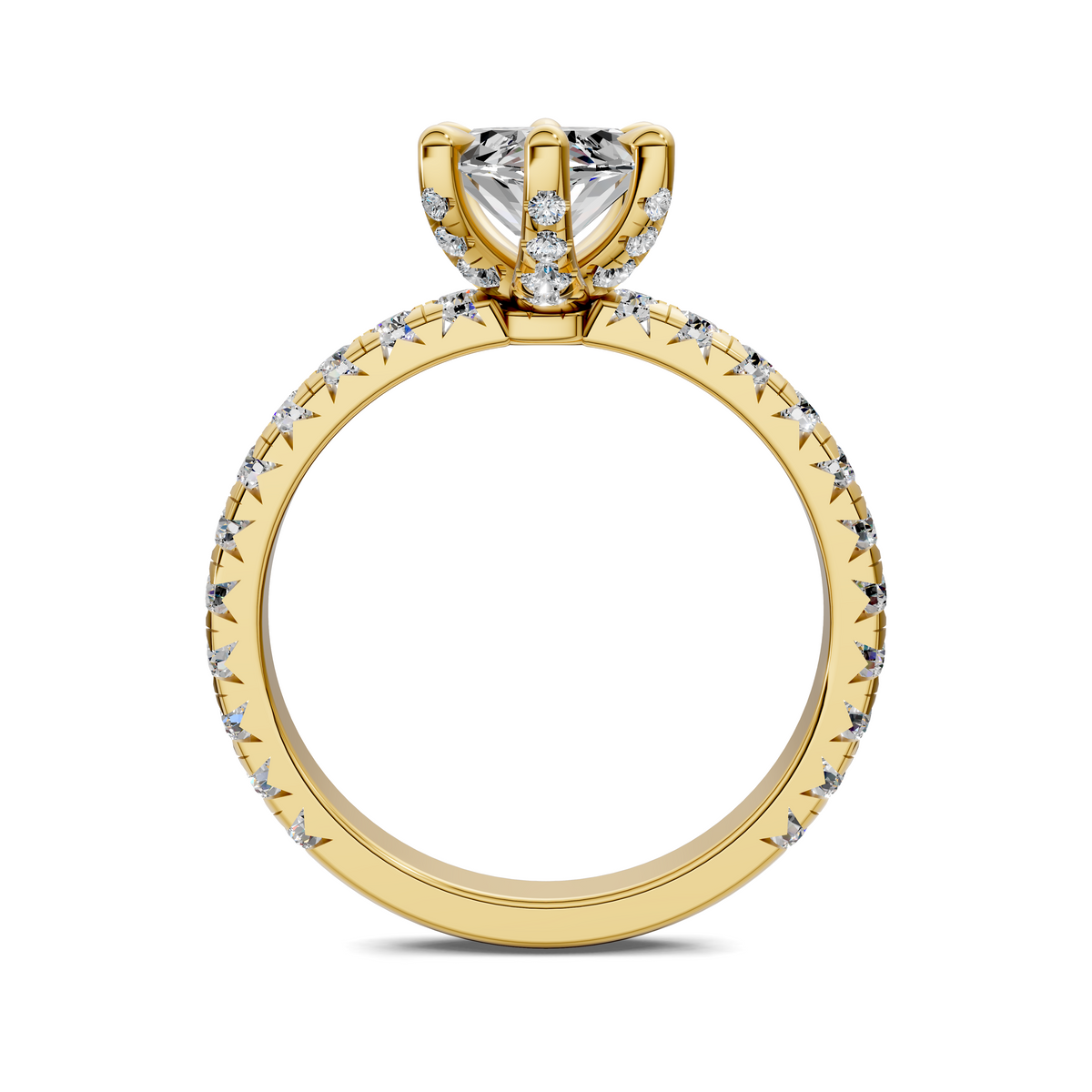 Anna Pavé Prong Solitaire Engagement Ring