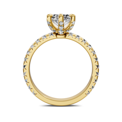 Anna Pavé Prong Solitaire Engagement Ring