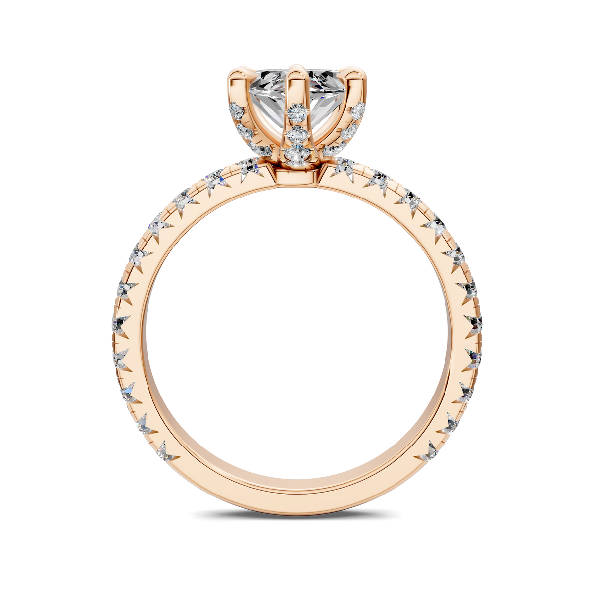 Anna Pavé Prong Solitaire Engagement Ring