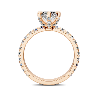Anna Pavé Prong Solitaire Engagement Ring