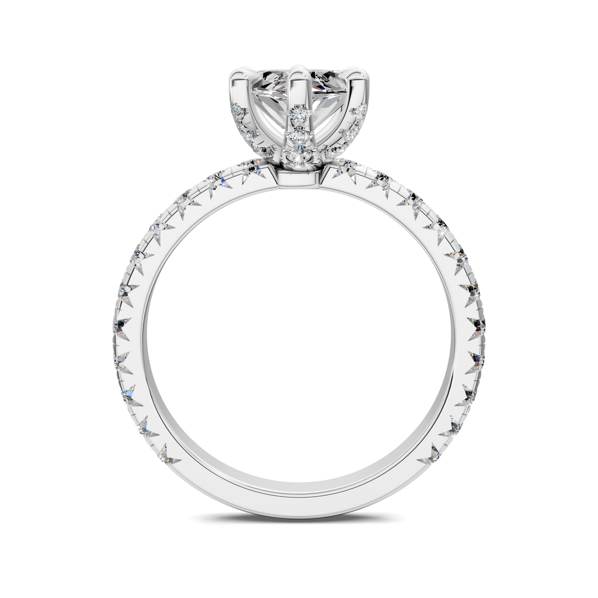 Anna Pavé Prong Solitaire Engagement Ring