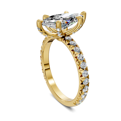Anna Pavé Prong Solitaire Engagement Ring