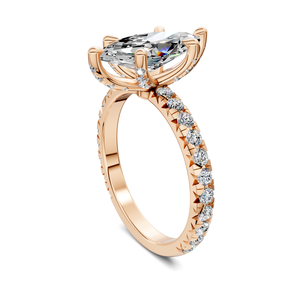 Anna Pavé Prong Solitaire Engagement Ring