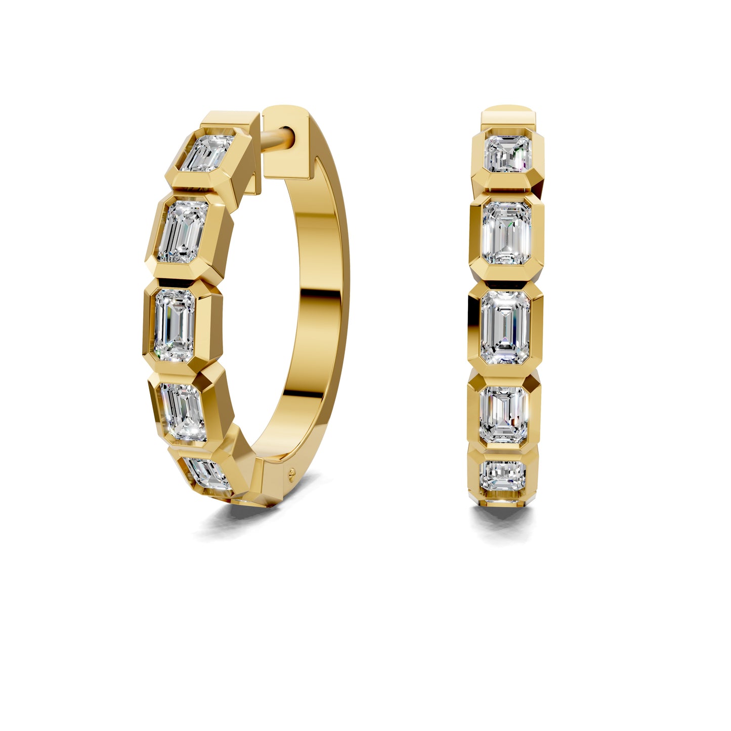 EMERALD DIAMOND HOOPS